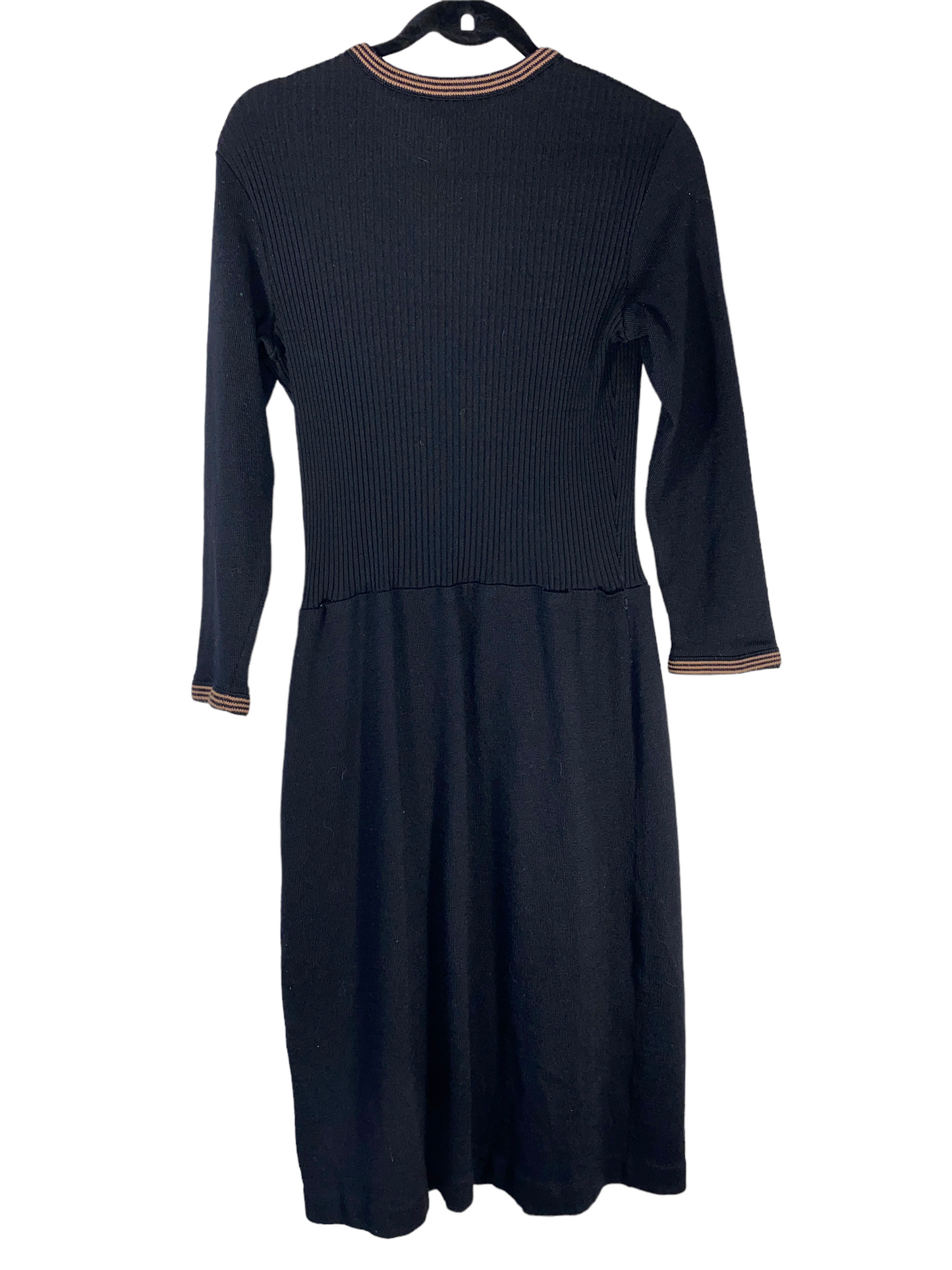 1970s Butte Ribbed Dress With Pinstripe Trim