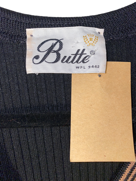 1970s Butte Ribbed Dress With Pinstripe Trim