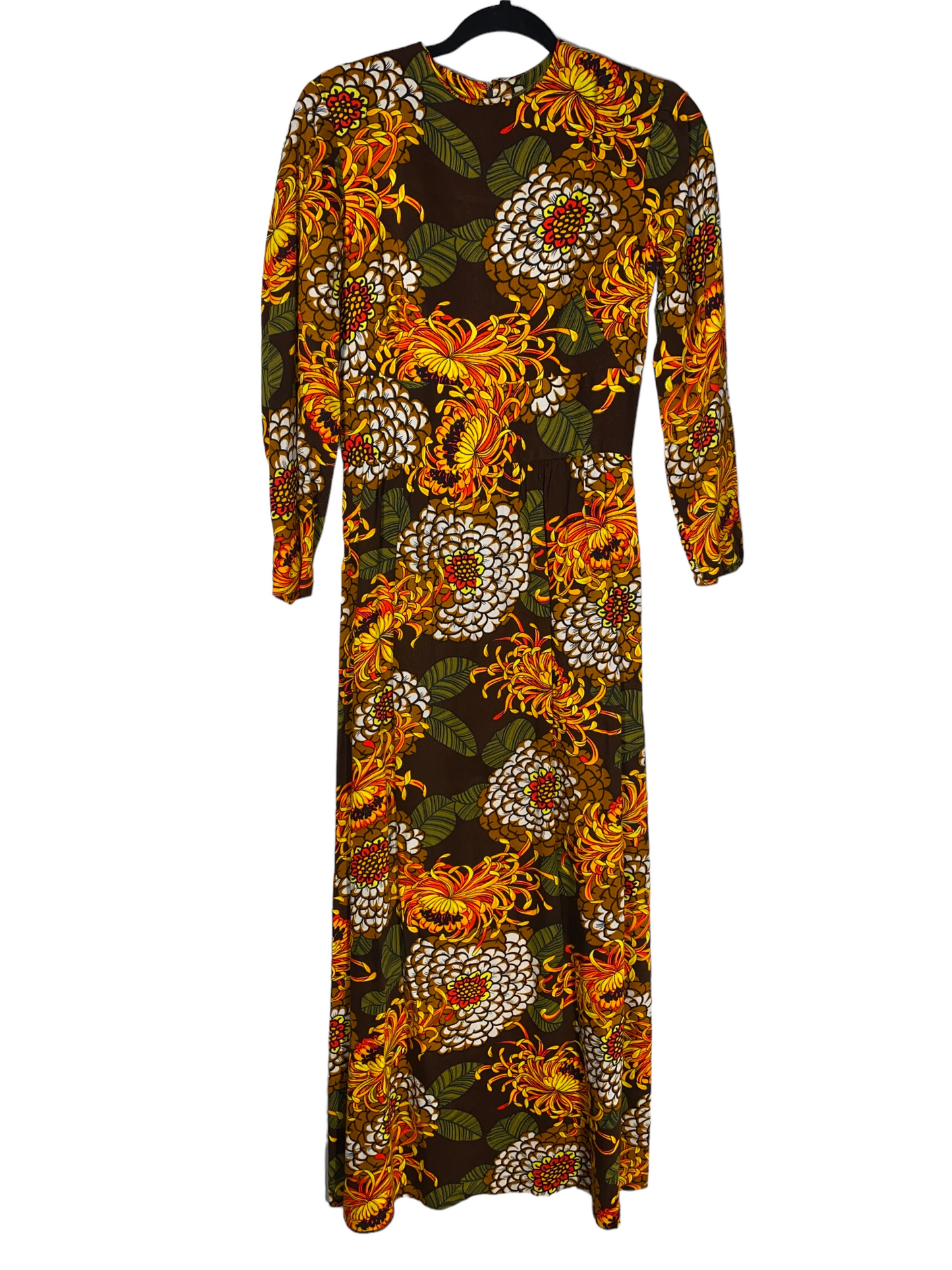 1970s Psychedelic Floral Maxi Dress