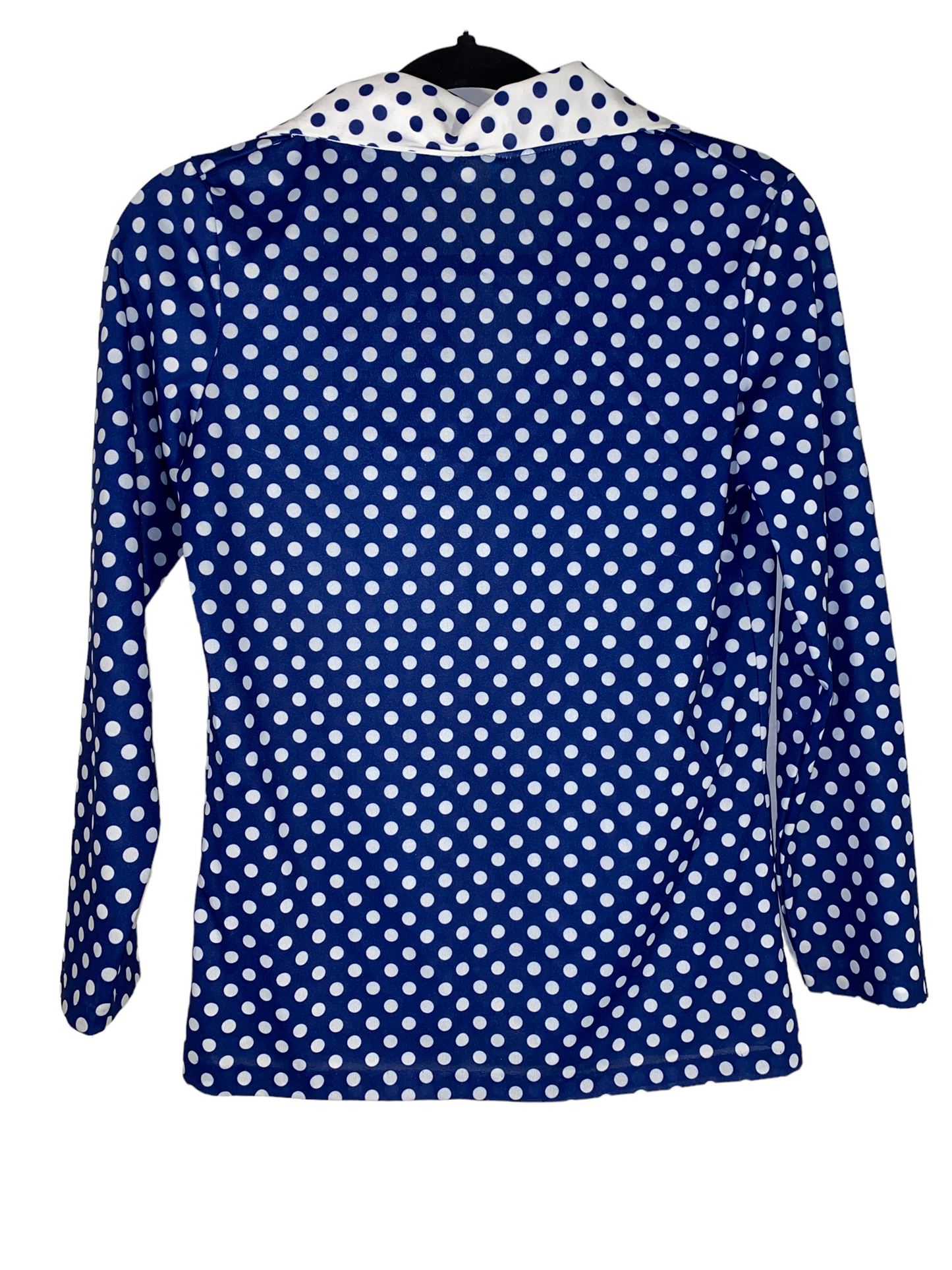 1970s Dagger Wide Lapel Polka Dot Blouse