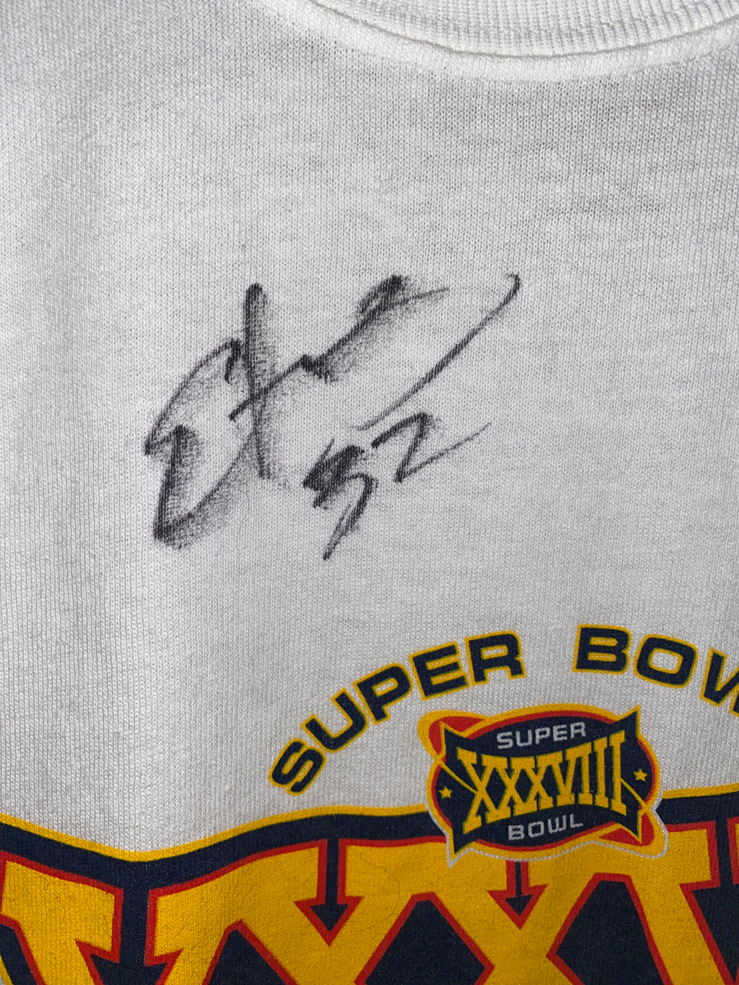 Y2K Super Bowl XXXVIII Patriots vs Panthers Signed Shirt