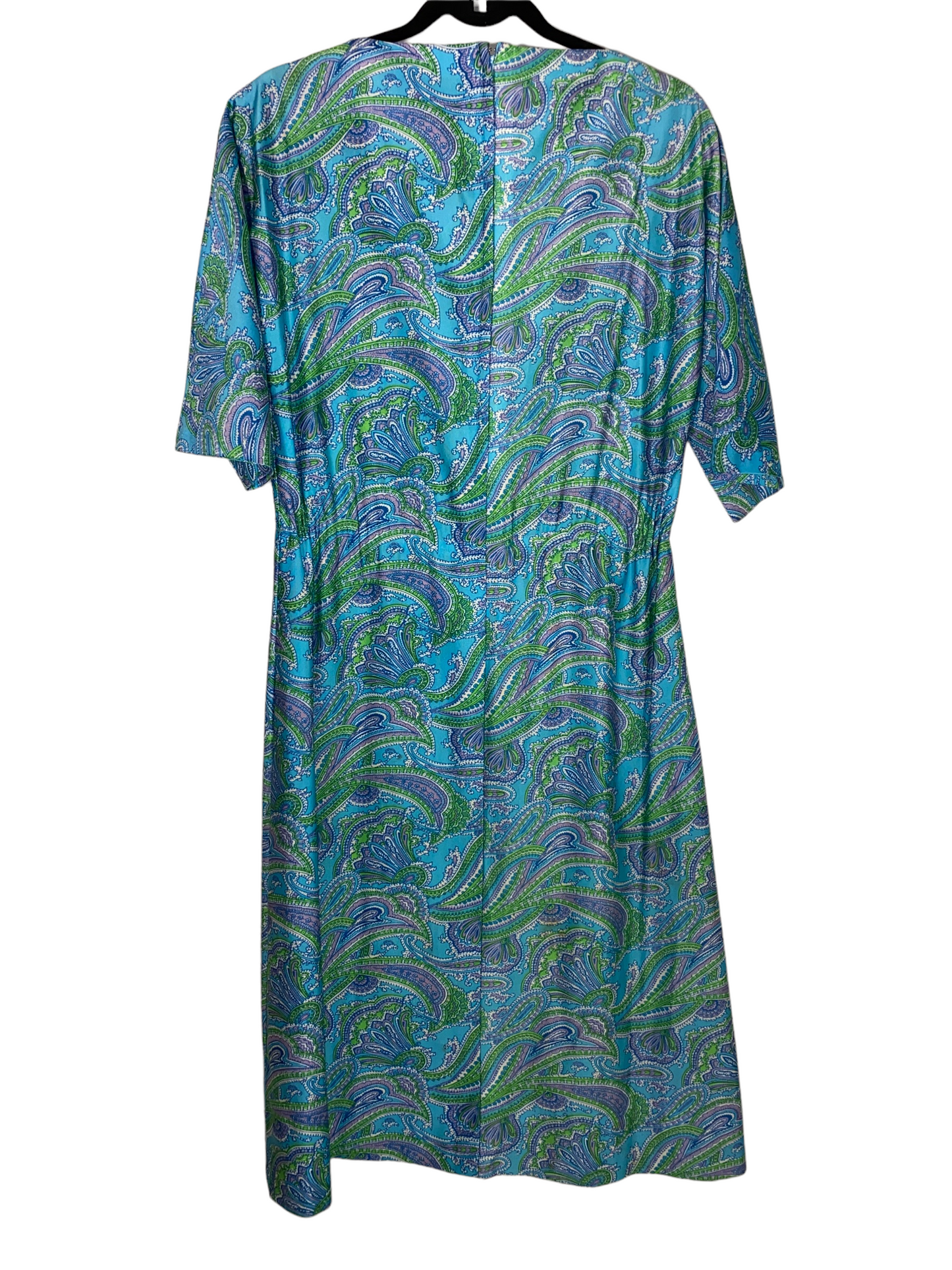 1970s Satin Style Paisley Print Dress by Miss Jackson's of Tulsa (L)