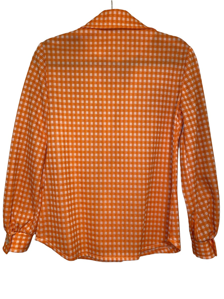 1970s Womens Wide Lapel Gingham Button Up by Hamilton 8