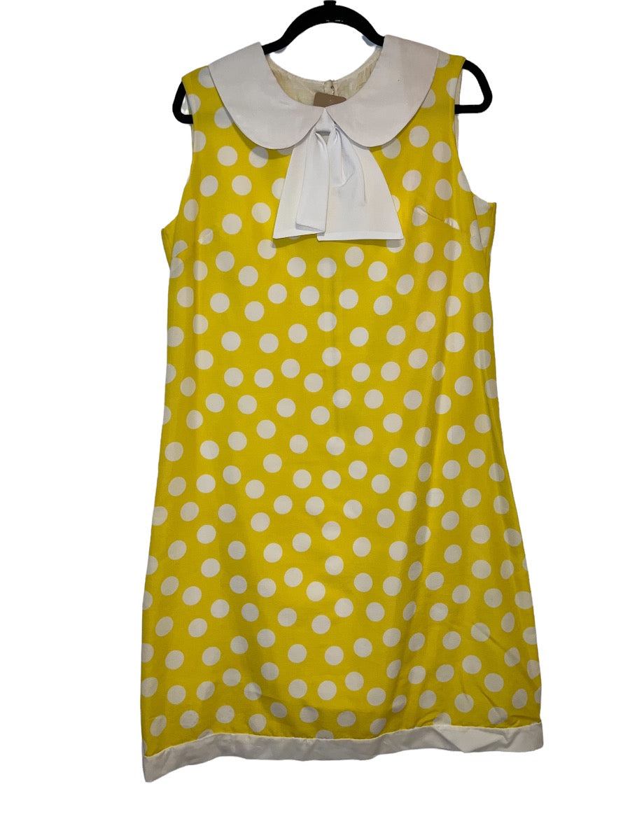 1970's Polka Dot Dress with Peter Pan Collar and Attached Scarf