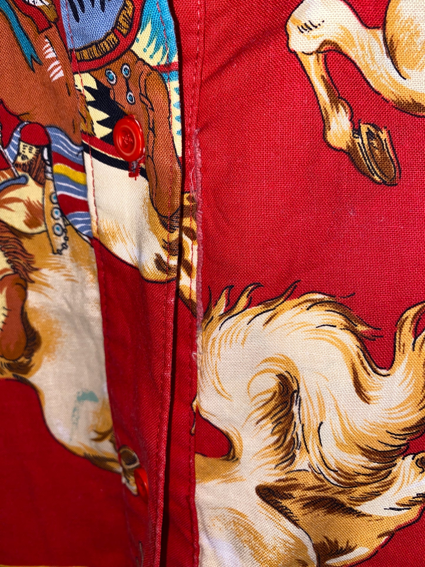 Vintage Roper Natives on Horses All Over Print Button Up