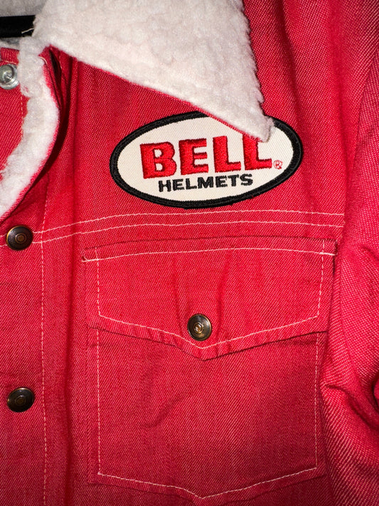 Vintage Sherpa Jacket Bell Helmets Manzanita Speedway Racing Denim 1970s