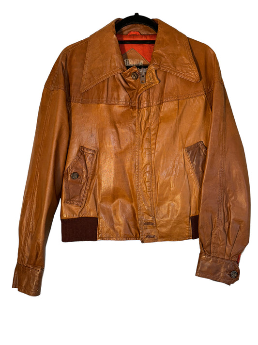 Vintage 1970s Wide Lapel Leather Jacket