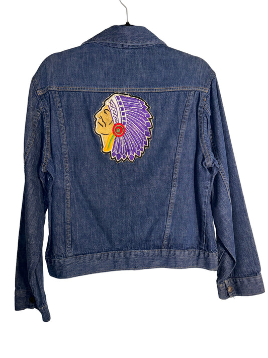 Vintage Denim Shacket with Native Head Patch