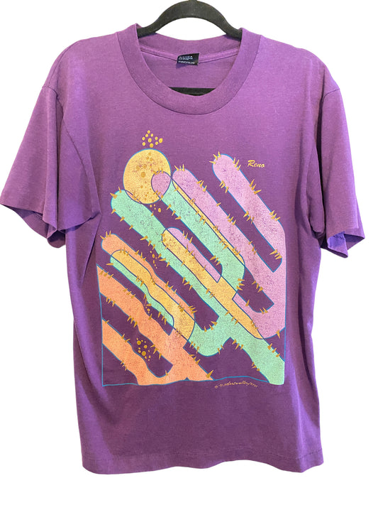 Vintage Reno Tourist Tee Multi Colored Slanted Cactus
