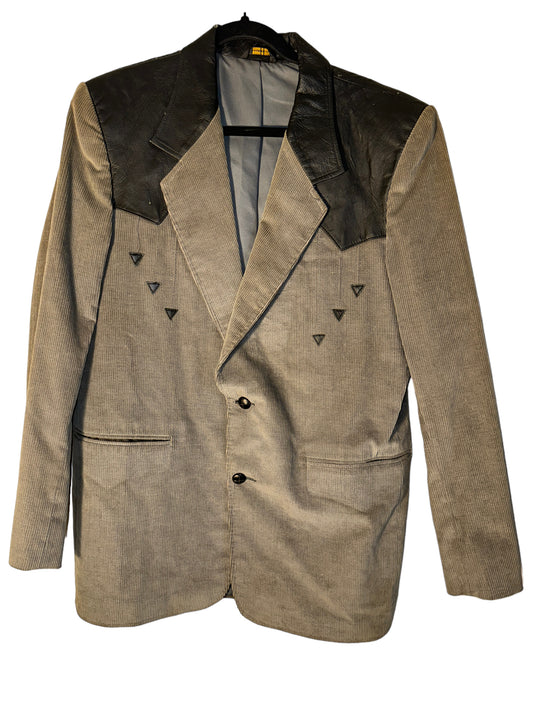 Vintage Western Blazer Corduroy and Leather Pioneer Wear