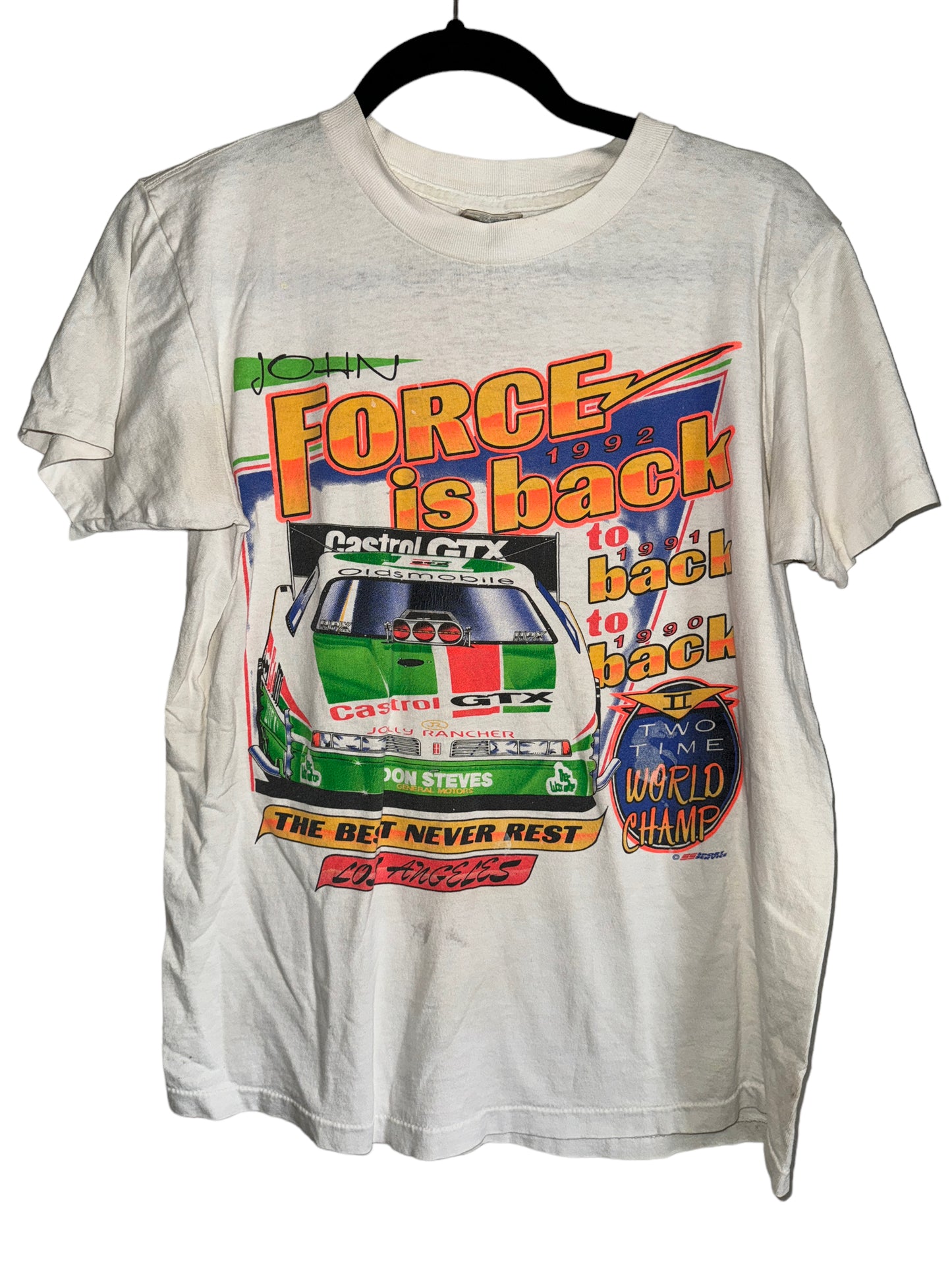 Vintage John Force Shirt Drag Racing Two Time World Champ