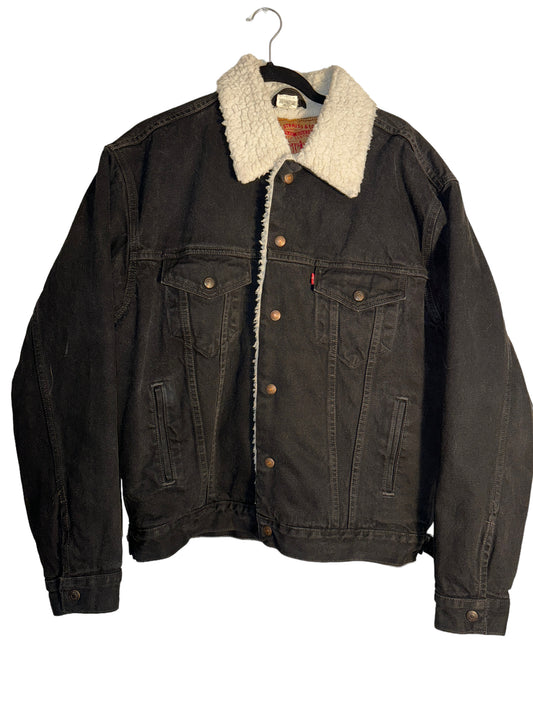 Vintage Levis Sherpa Jacket Black Denim Coat