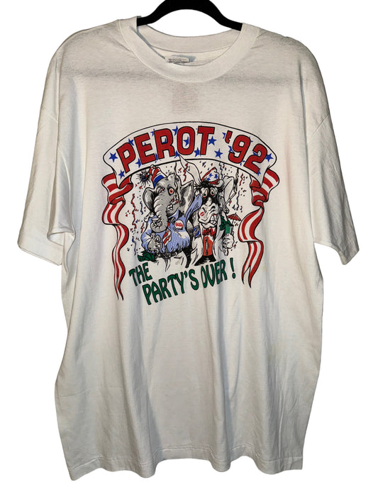 Vintage Ross Perot Shirt The Party's Over 1992 Election Tee
