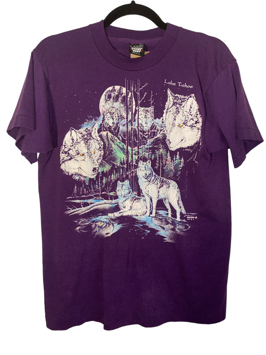 Vintage Wolf Shirt 1990s Wolves Moon Tee Lake Tahoe