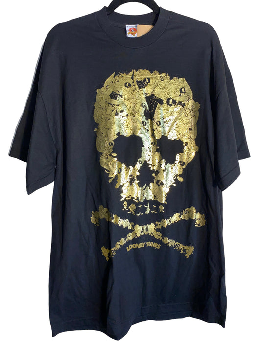Warner Bros Looney Tunes Gold Skull Collage Shirt