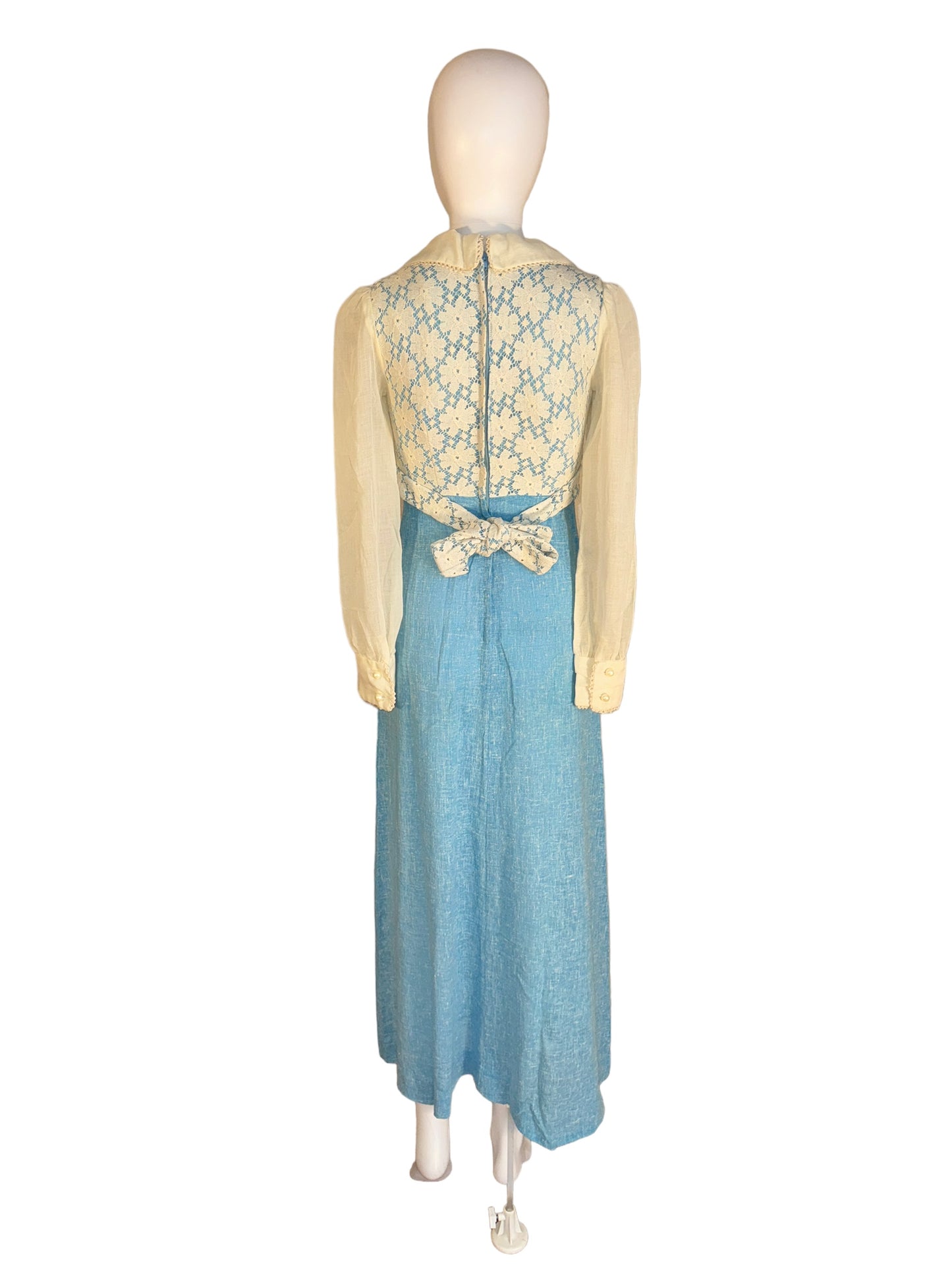 Vintage Prairie Dress Hippie Lace Maxi 1960s