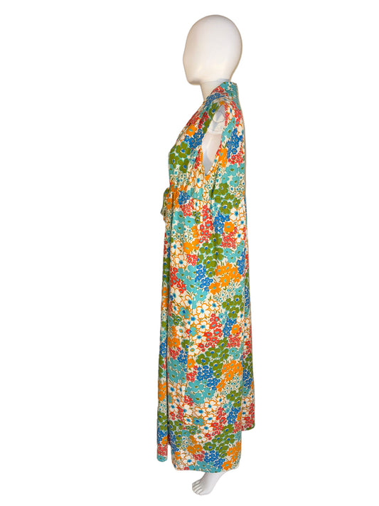 Vintage Wide Lapel Flower Dress Loungewear Day Dress