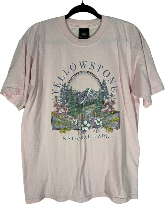 Vintage Yellowstone National Park Shirt Mountain and Flowers
