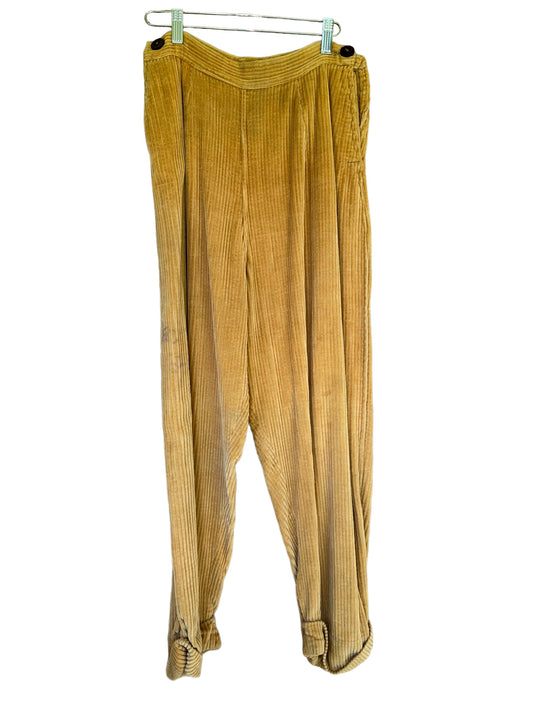 Vintage Loose Fit Corduroy Pants w Side Buttons