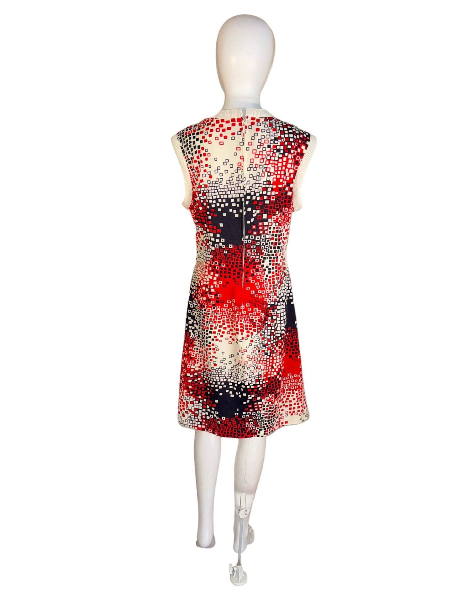 Vintage 1970s Color Block Dress Sleeveless Geometric Block