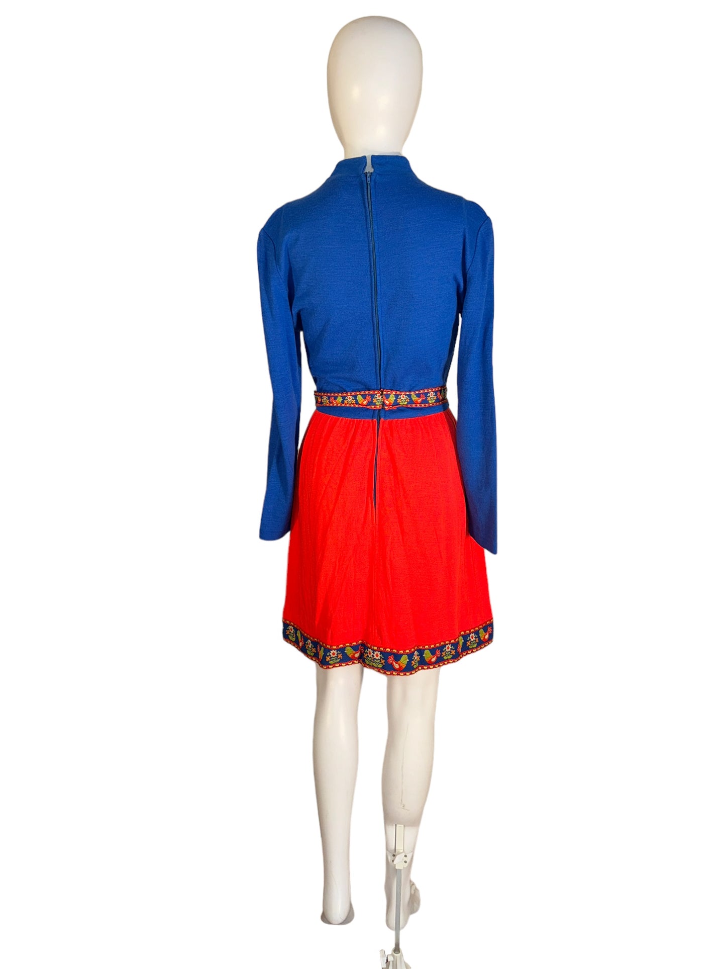 Vintage Lanz Original Dress 1960s Partridge Trim Mock Collar