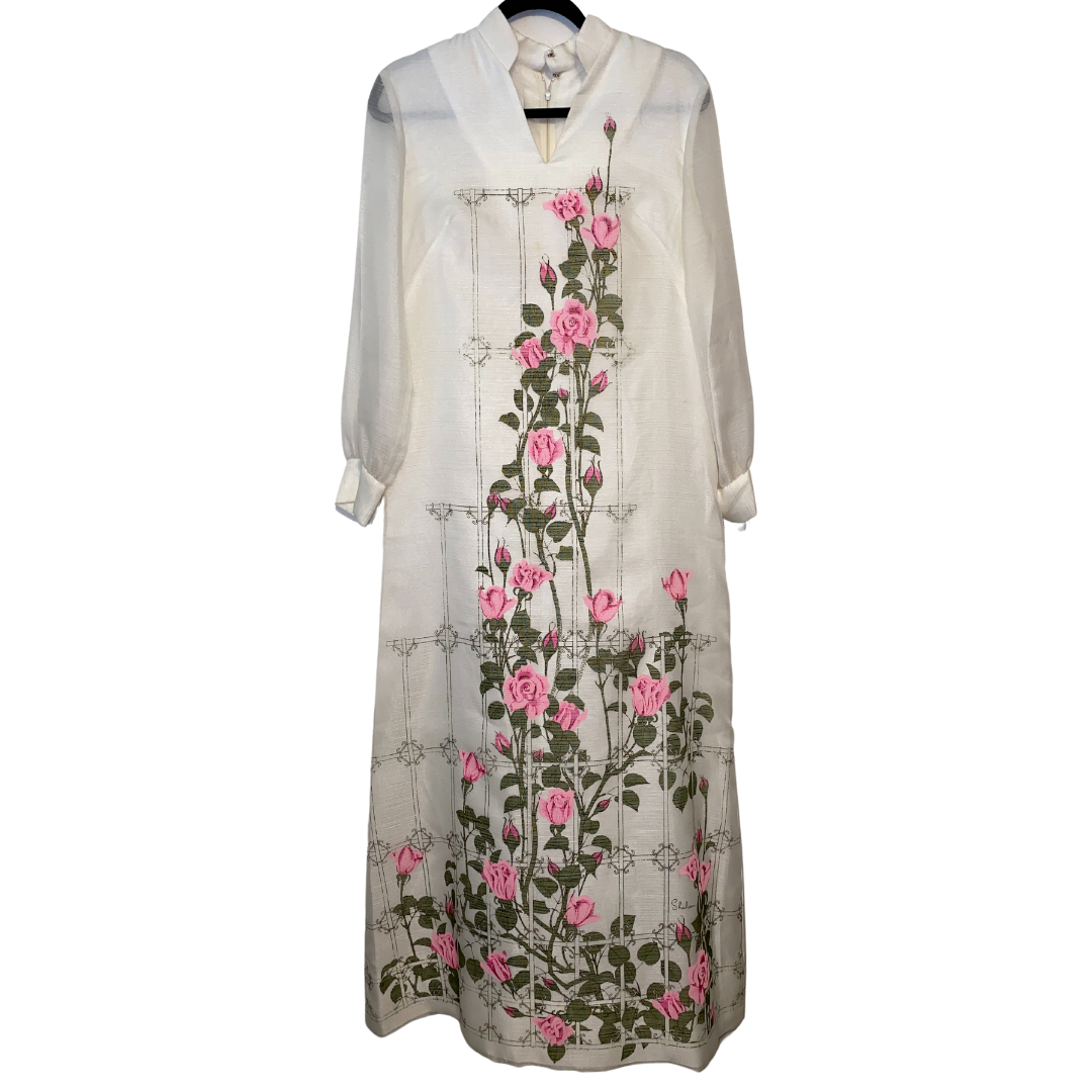 Online Exclusive Alfred Shaheen Maxi Dress with Sheer Sleeves