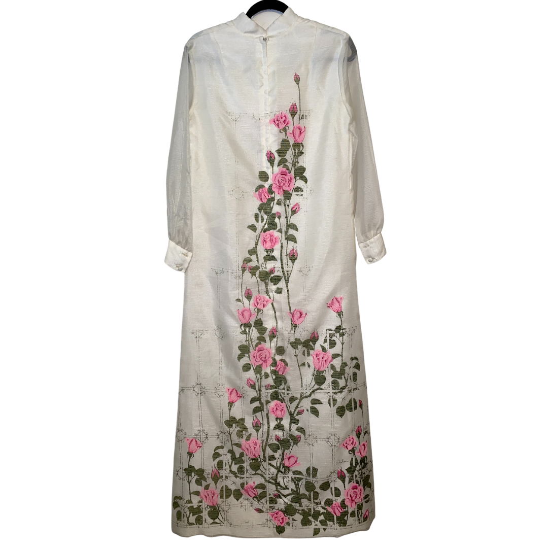 Online Exclusive Alfred Shaheen Maxi Dress with Sheer Sleeves