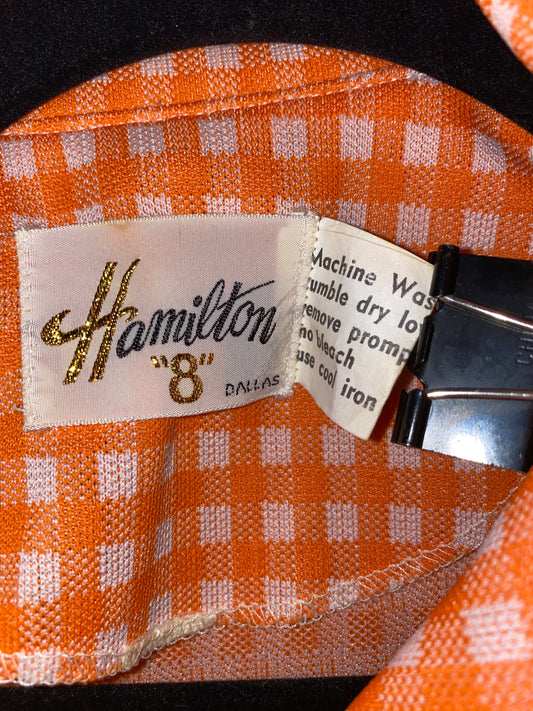 1970s Womens Wide Lapel Gingham Button Up by Hamilton 8