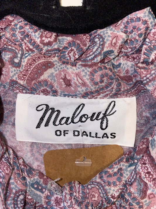 Vintage 1980s Malouf of Dallas Paisley Dress