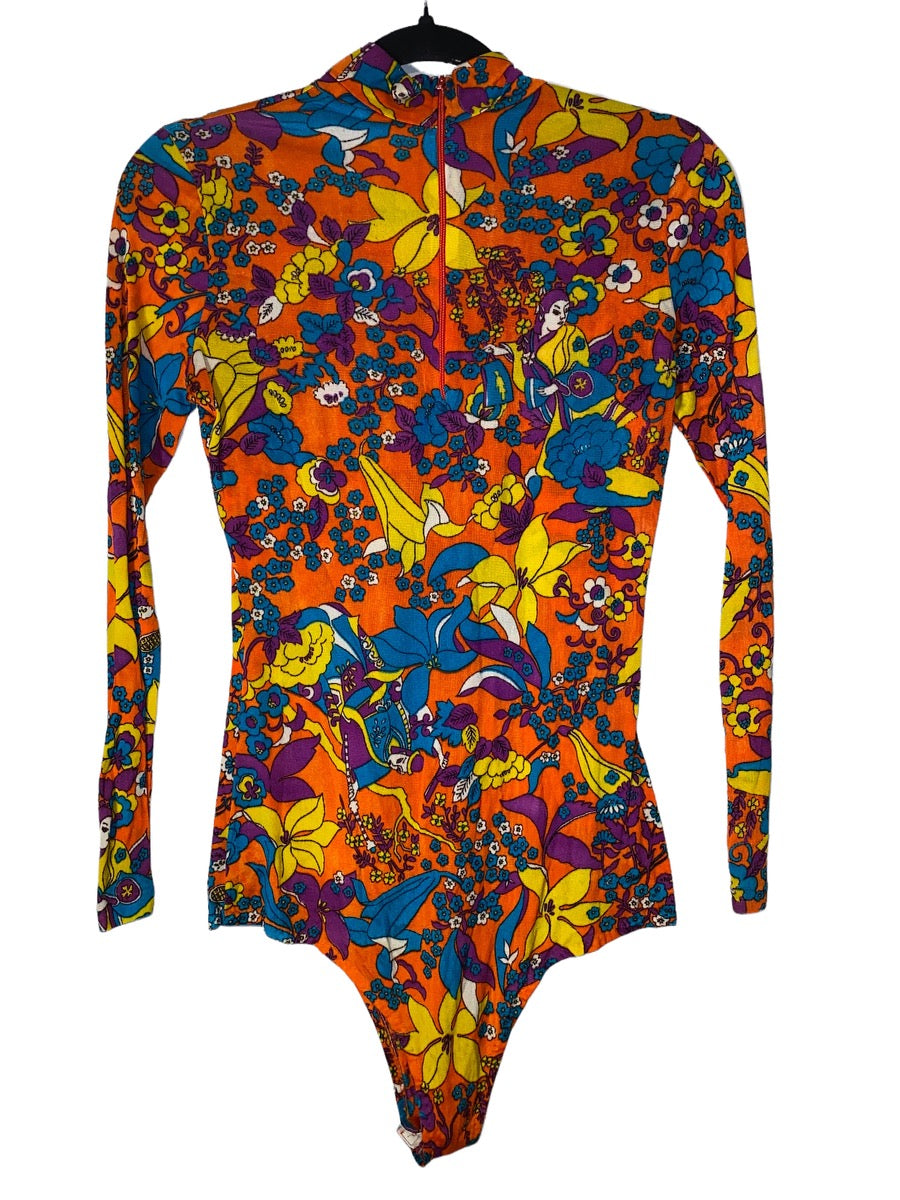 1960s Psychedelic Bodysuit w Geisha's and Samurai