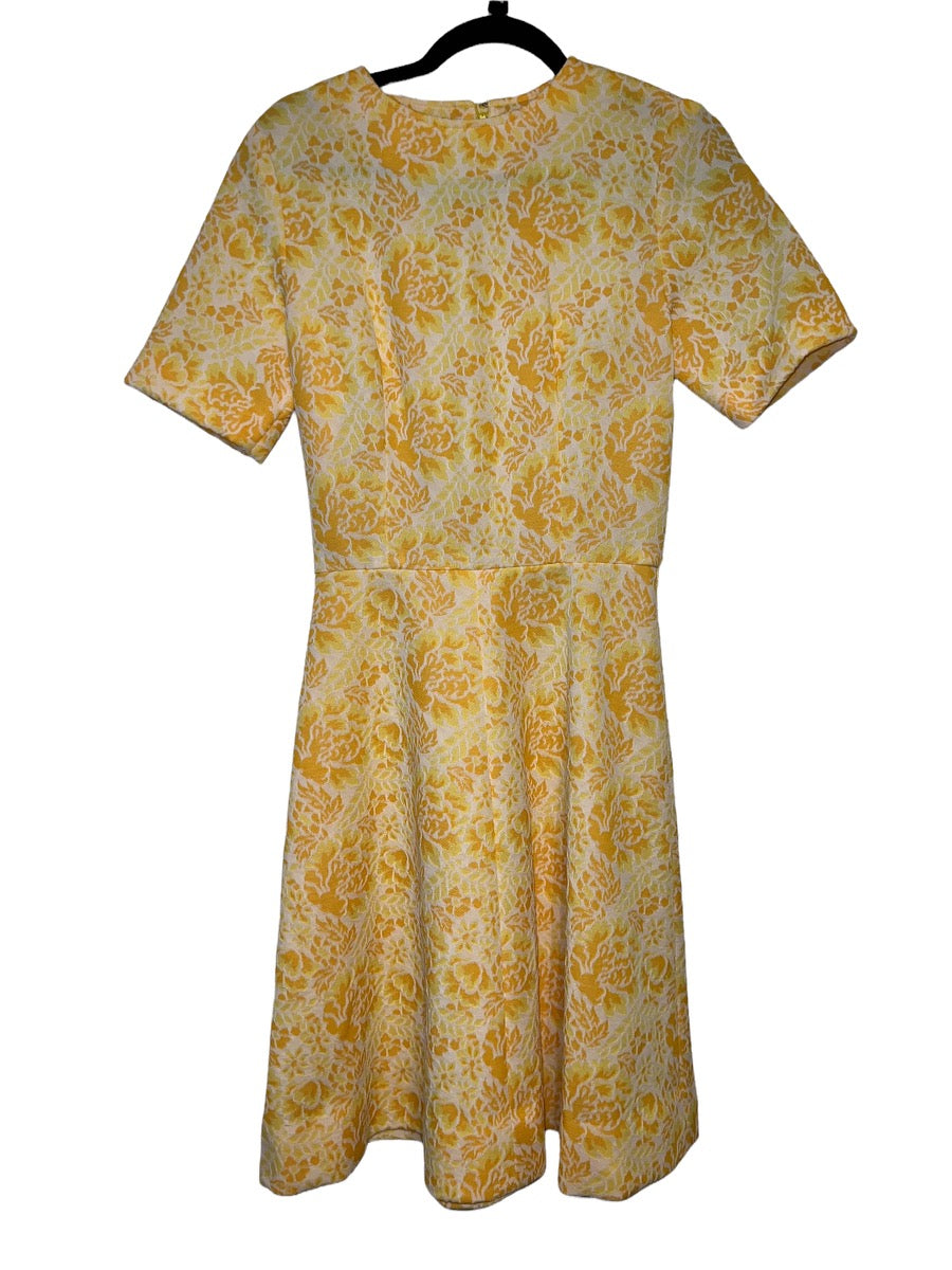 1970's Brocade Floral Print Midi Dress (S)