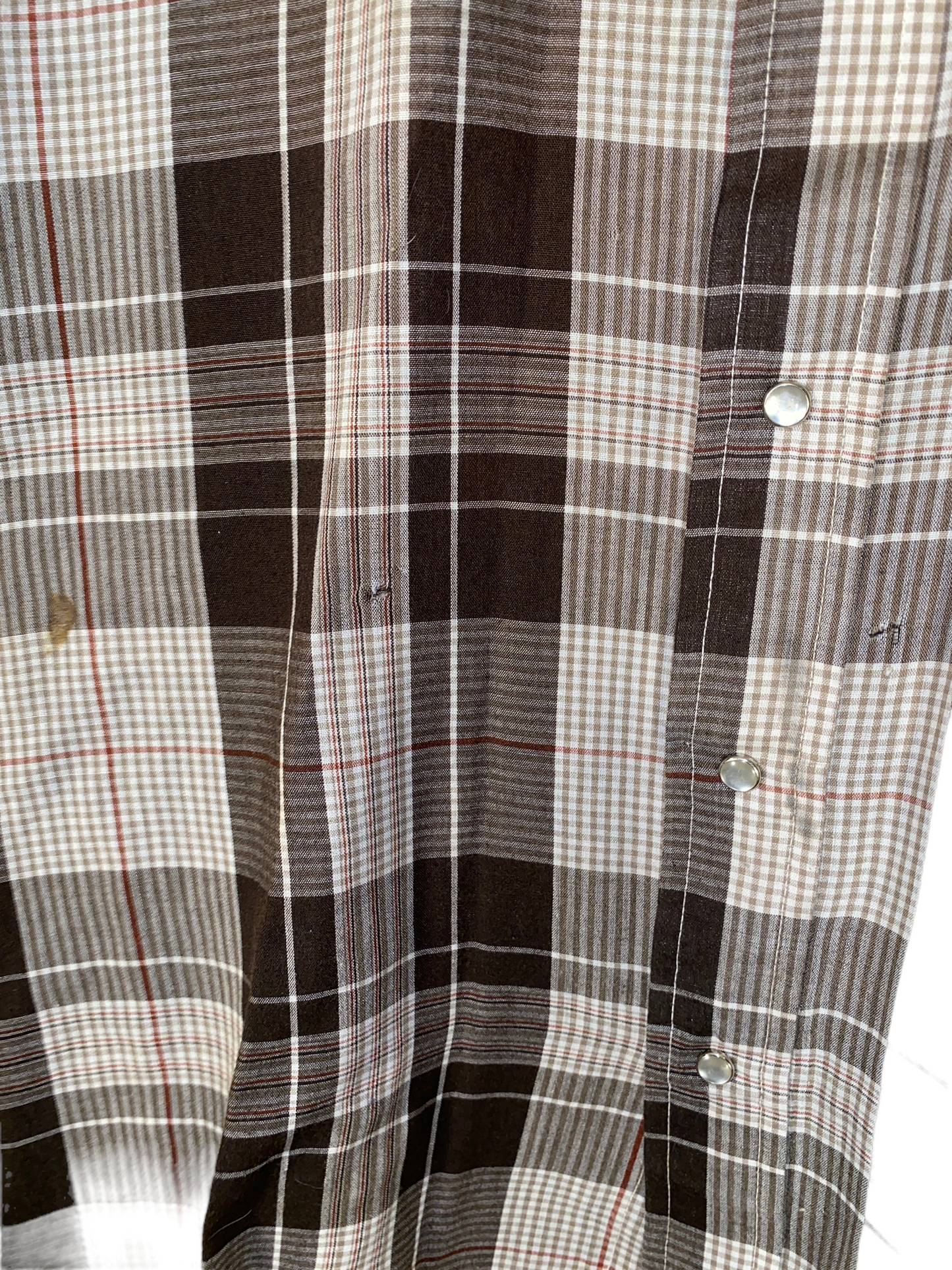 1990s Panhandle Slim Brown Plaid Pearl Snap Shirt