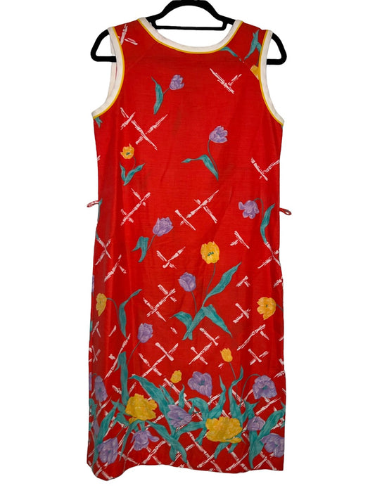 1970's Komar Sleeveless Floral Midi Dress