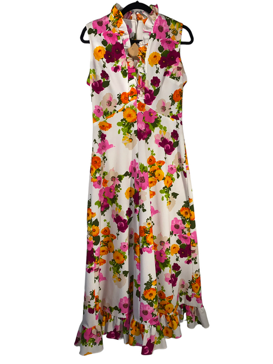 1970s Sleeveless Maxi Dress With Ruffled Trim By It's Better