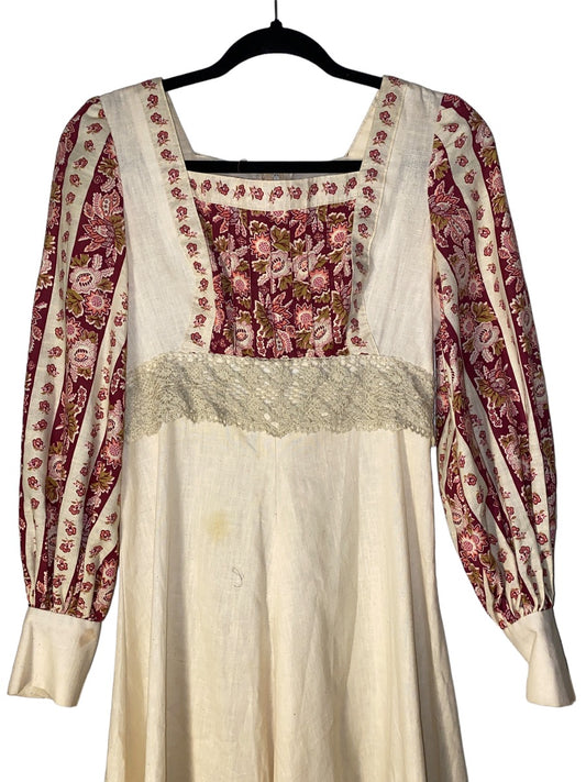 1960s Floral Hippie Prairie Dress