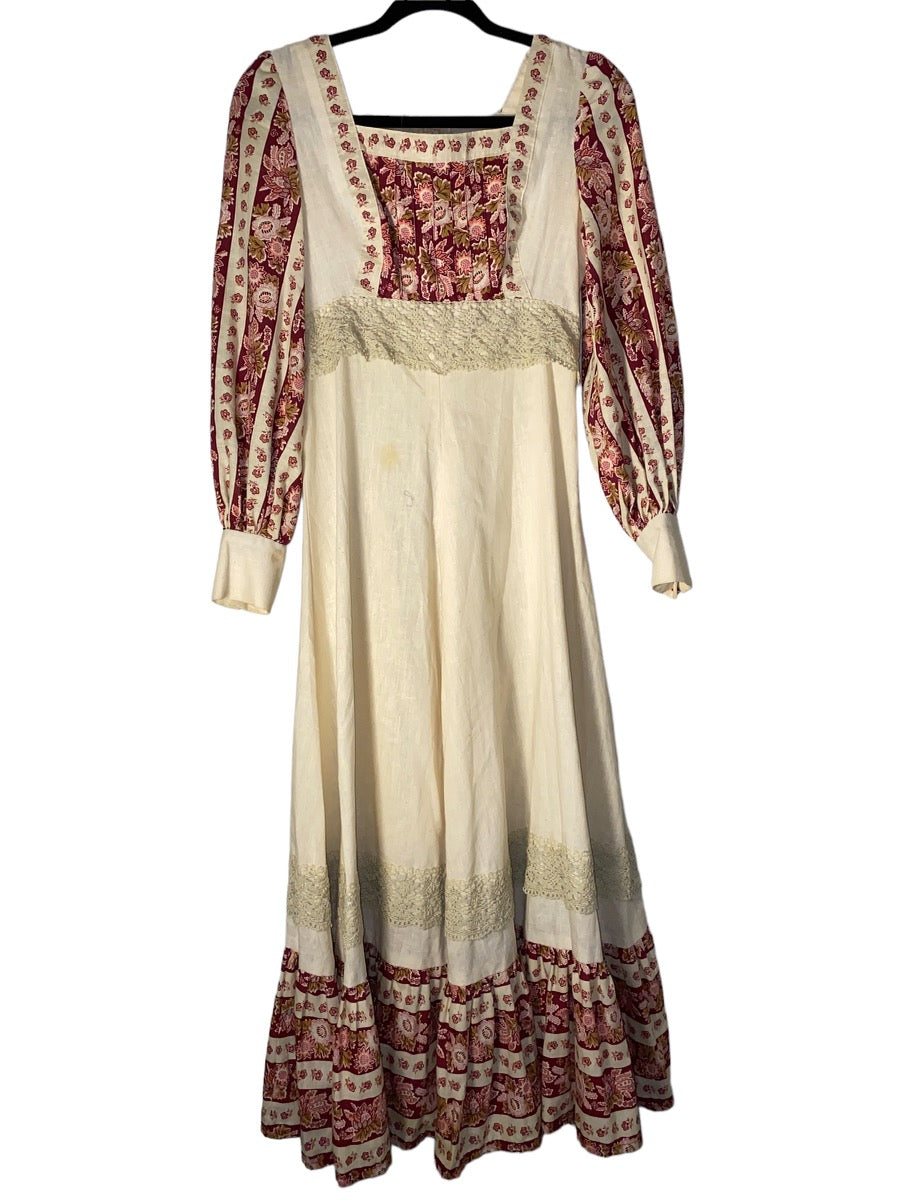 1960s Floral Hippie Prairie Dress