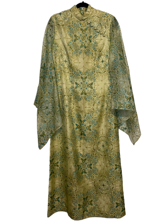 Online Exclusive 1970s Alfred Shaheen Bell Sleeve Maxi w Butterfly Print
