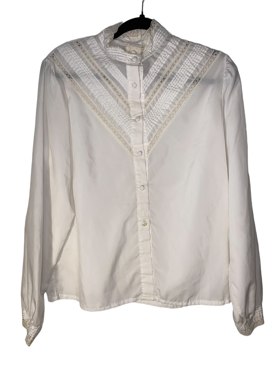 Prairie Style Button Up with Lace Trim by Rhapsody