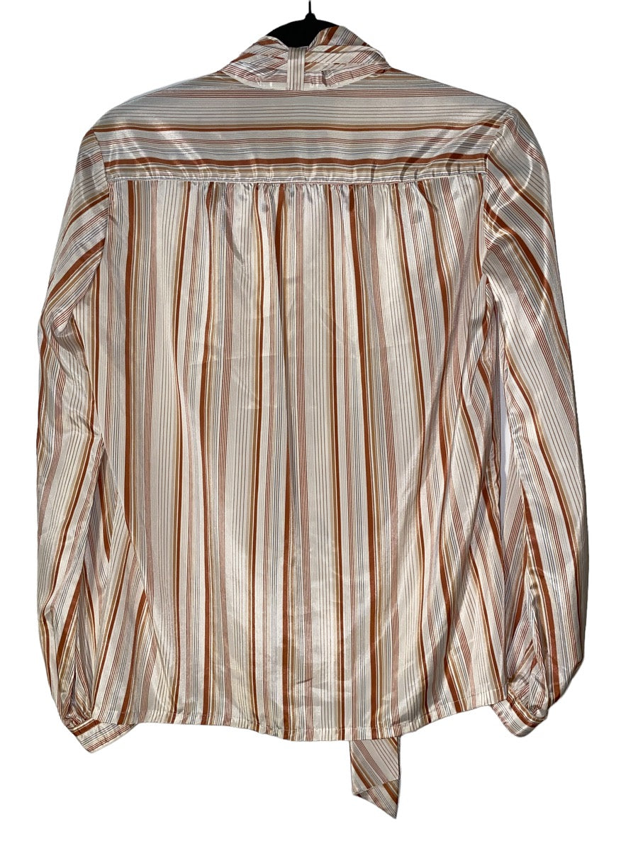 1970s Striped Pussybow Shirt By Copperfield