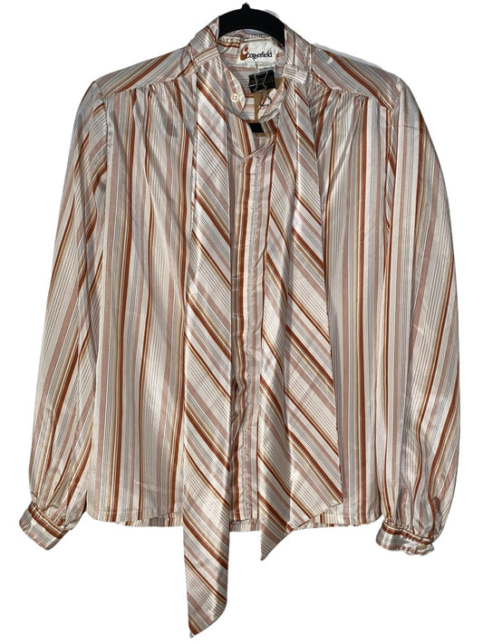 1970s Striped Pussybow Shirt By Copperfield