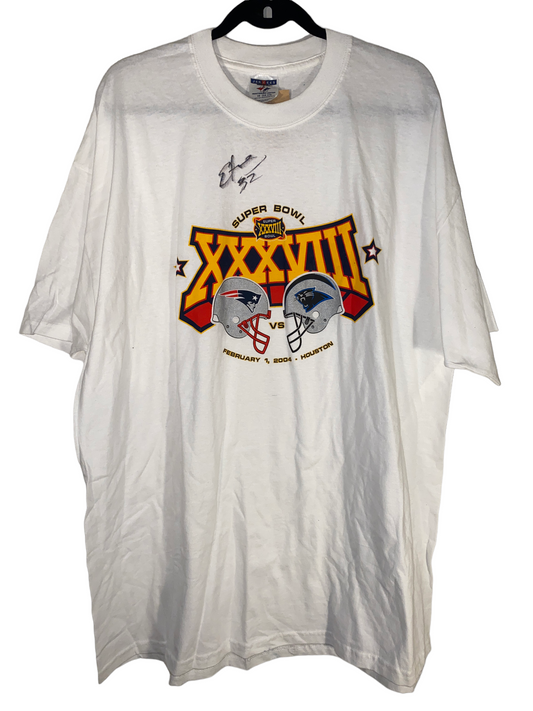 Y2K Super Bowl XXXVIII Patriots vs Panthers Signed Shirt