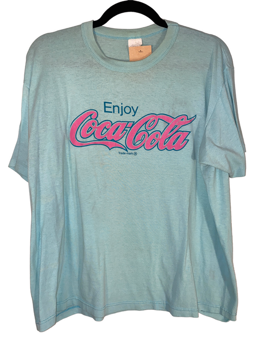 1980s Coca Cola Shirt Pink On Mint