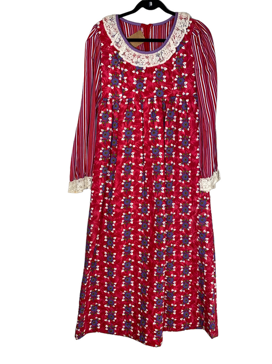 Online Exclusive 1970s Quilt Maxi Dress