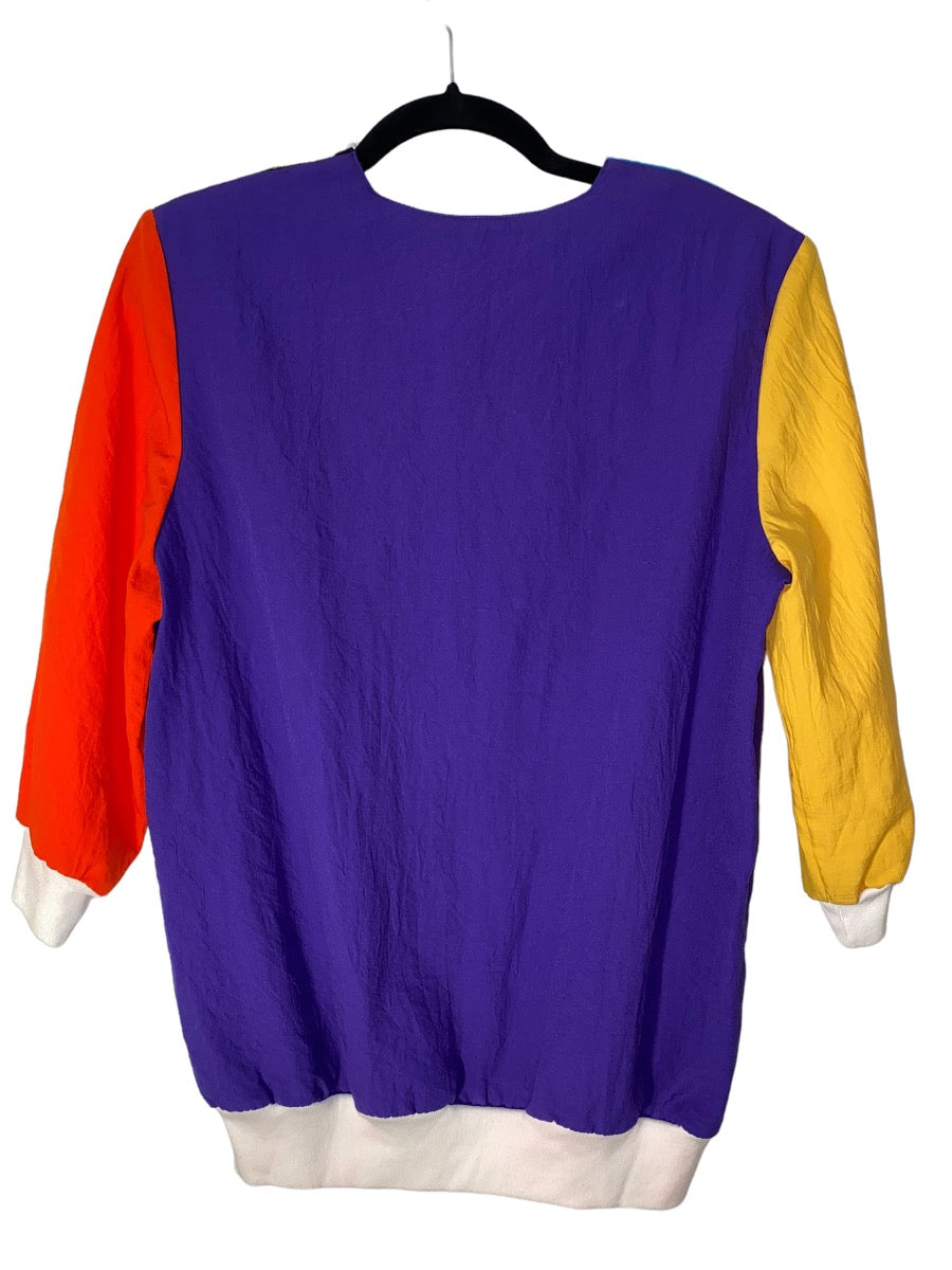 1980s Color Block V Neck Shirt By Teddi Sport