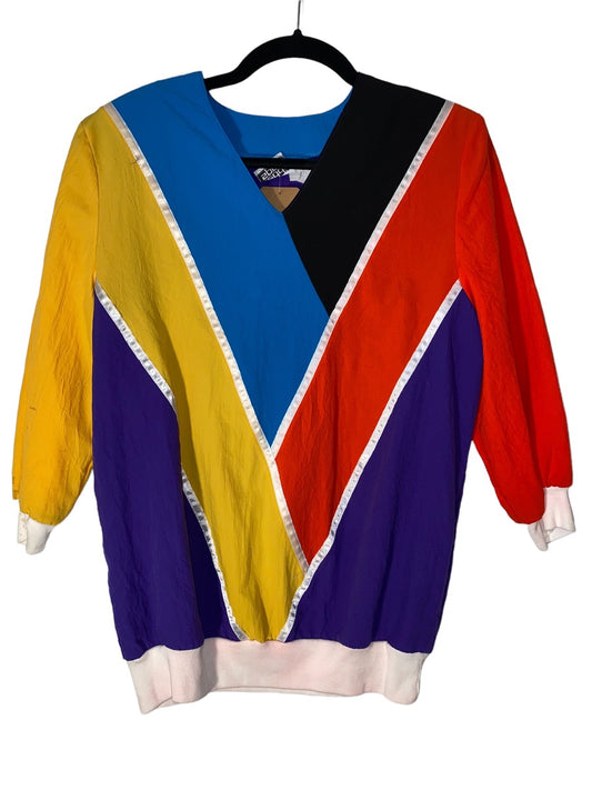 1980s Color Block V Neck Shirt By Teddi Sport